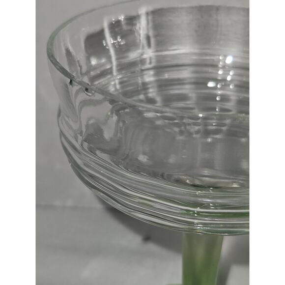 2 Anchor Hocking Circle Green Champagne Sherbert Depression Uranium Glasses - Picture 4 of 6